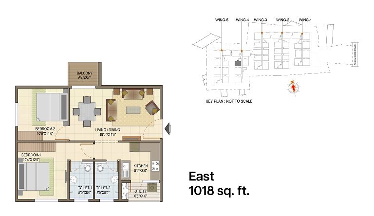 2BHK 1018 SQFT