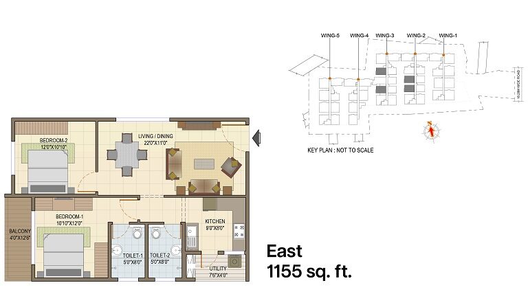 2 BHK 1155 SQFT