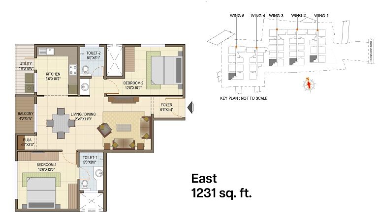 2 BHK 1231 SQFT