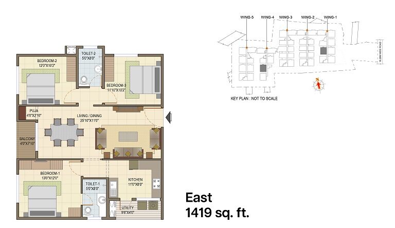 3 BHK 1419 SQFT